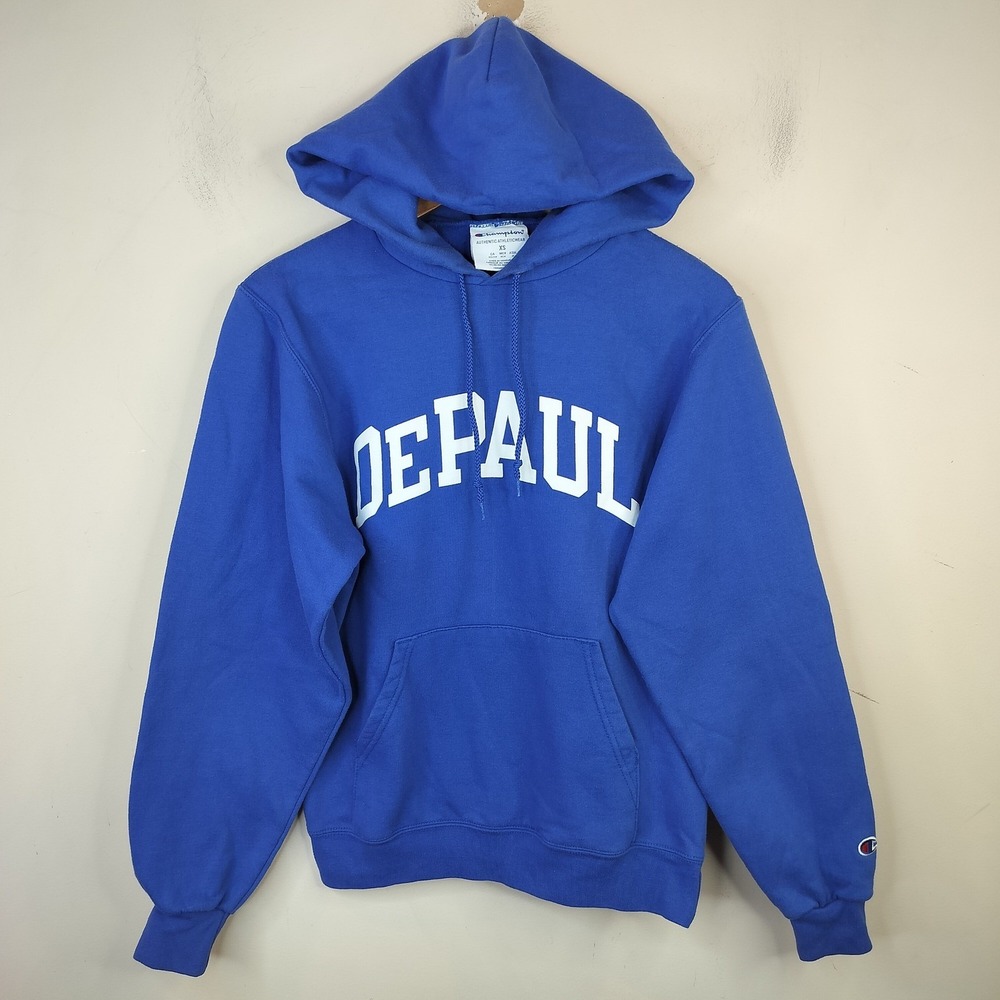 Vintage Champion DePaul Blue Demons Hoodie XS Women's Sweatshirt College Sport